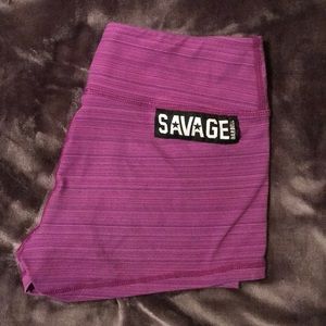 Savage barbell magenta/fuscia spandex shorts - Med
